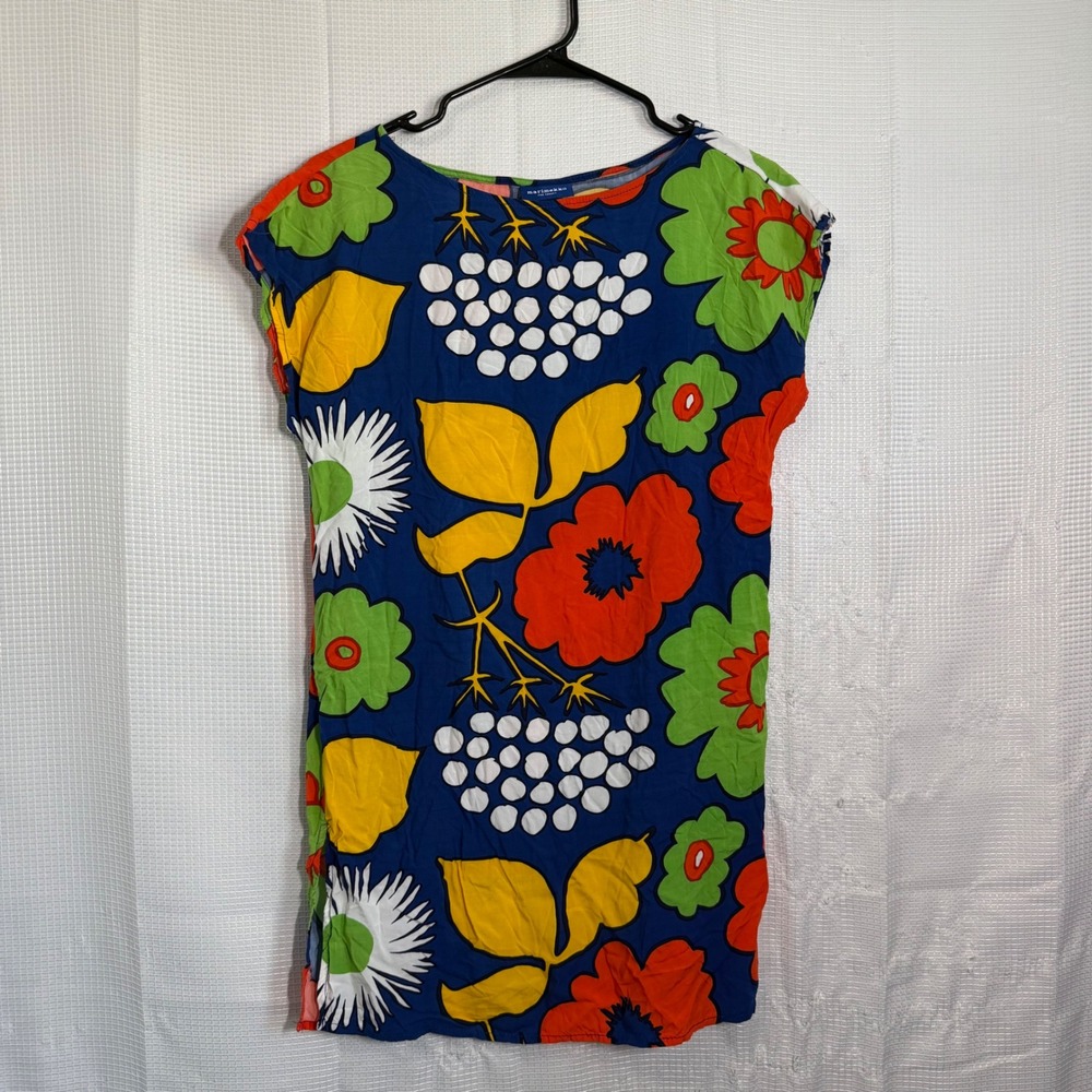 Marimekko for Target Dress Rayon Floral Print Sleeveless Shift Mod Artistic S